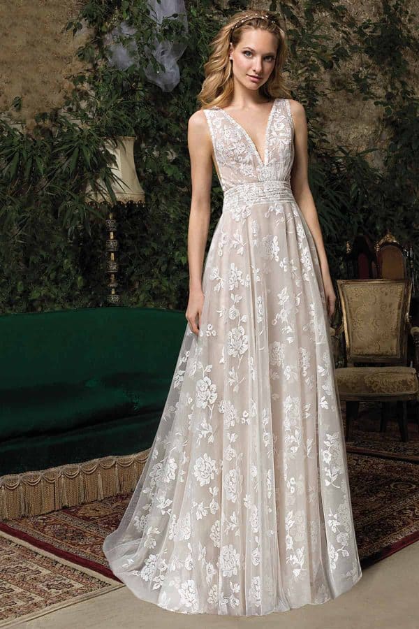 Cosmobella 7964 | Vintage Boho Chic Brautkleid | Hochzeitskleid Fit and Flair | Brautmode Köln Anna Moda