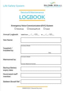 Emergency Voice Communication System Maintenance Log Book