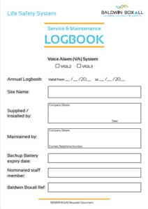 Voice Alarm System Maintenance Log Book