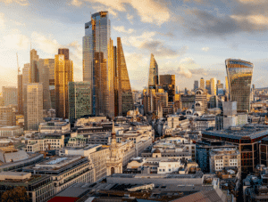 London skyline at sunset