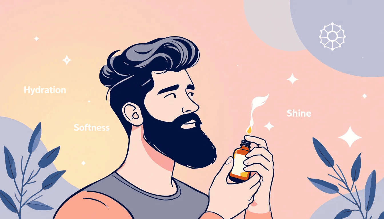 Une personne appliquant de l'huile de barbe sur ses poils faciaux pour les hydrater.