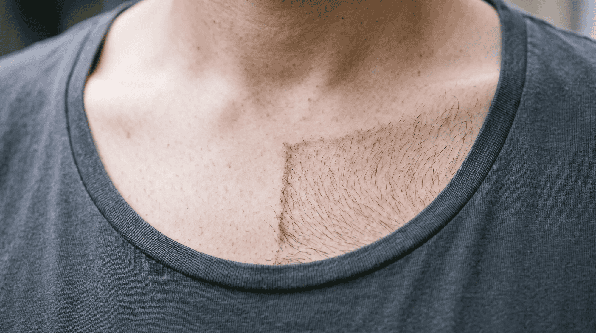 A hard shaved edge at the collarbone with no blending, the mistake this section is about