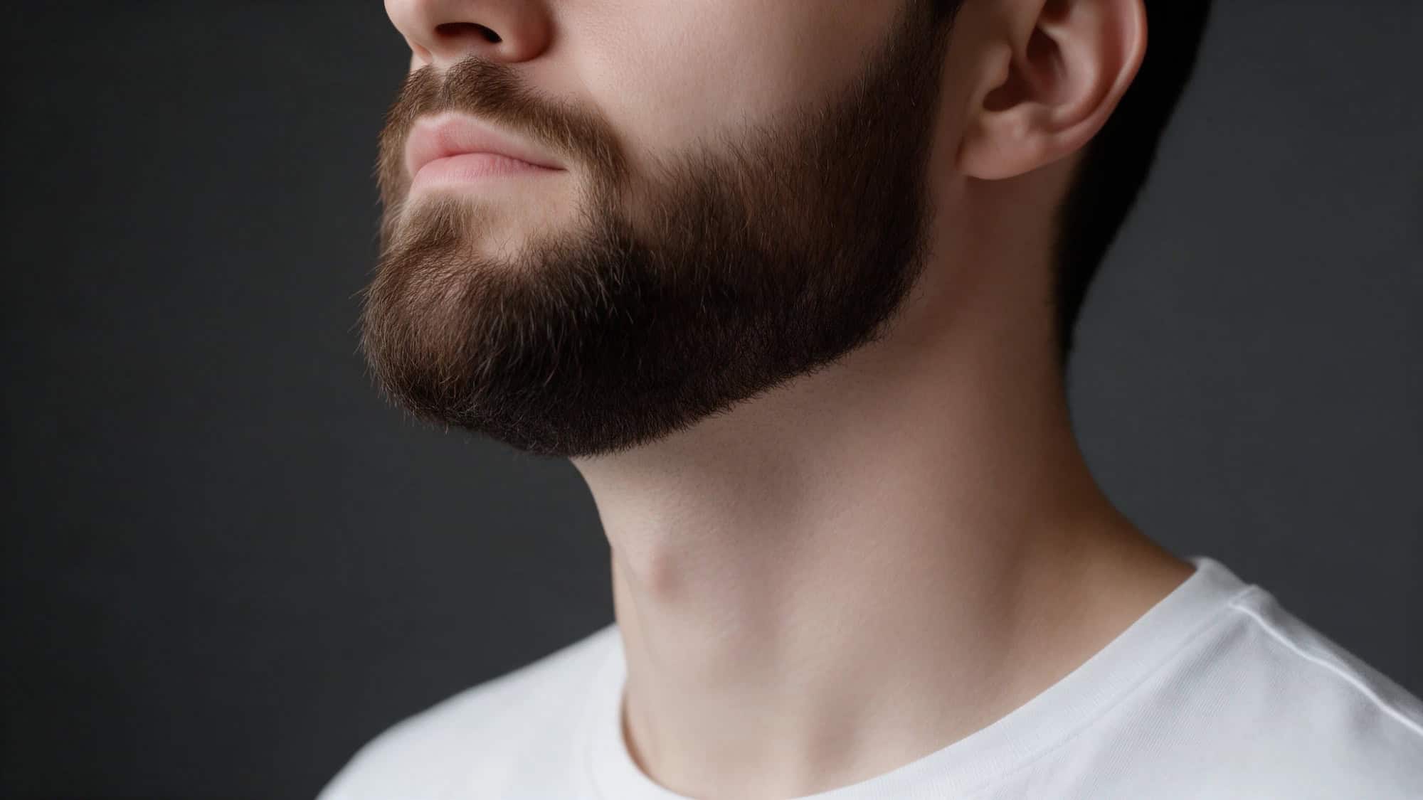 Side view of a beard with a clean neckline under the jaw and a smooth, shaved neck