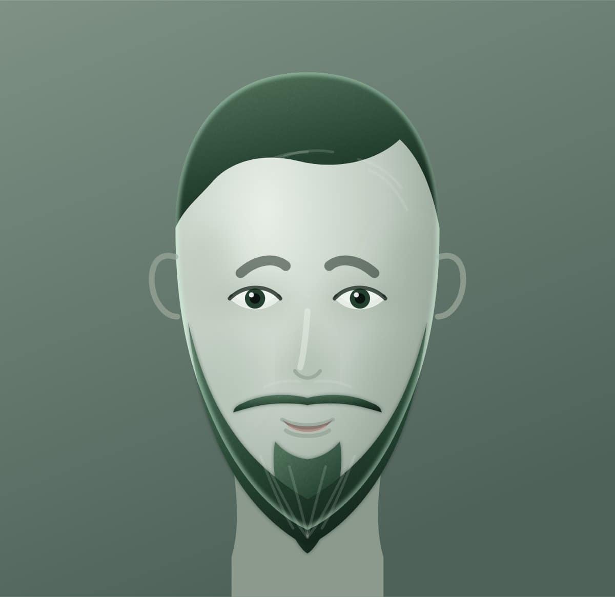 Diagram of a anchor beard shown on a oval face