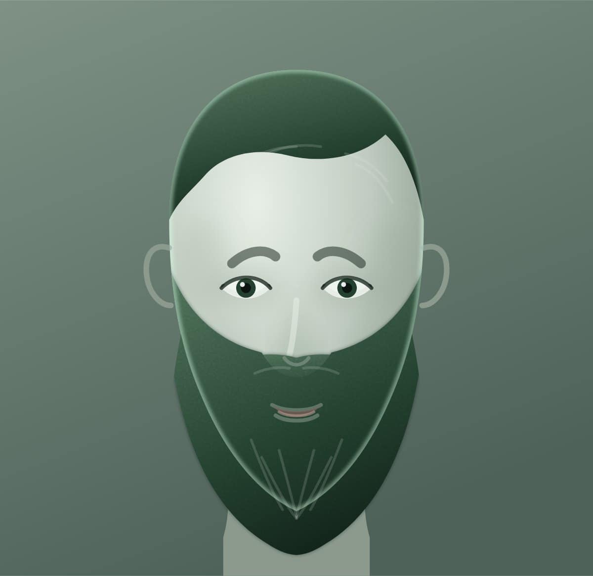 Diagram of a bandholz beard shown on a oval face