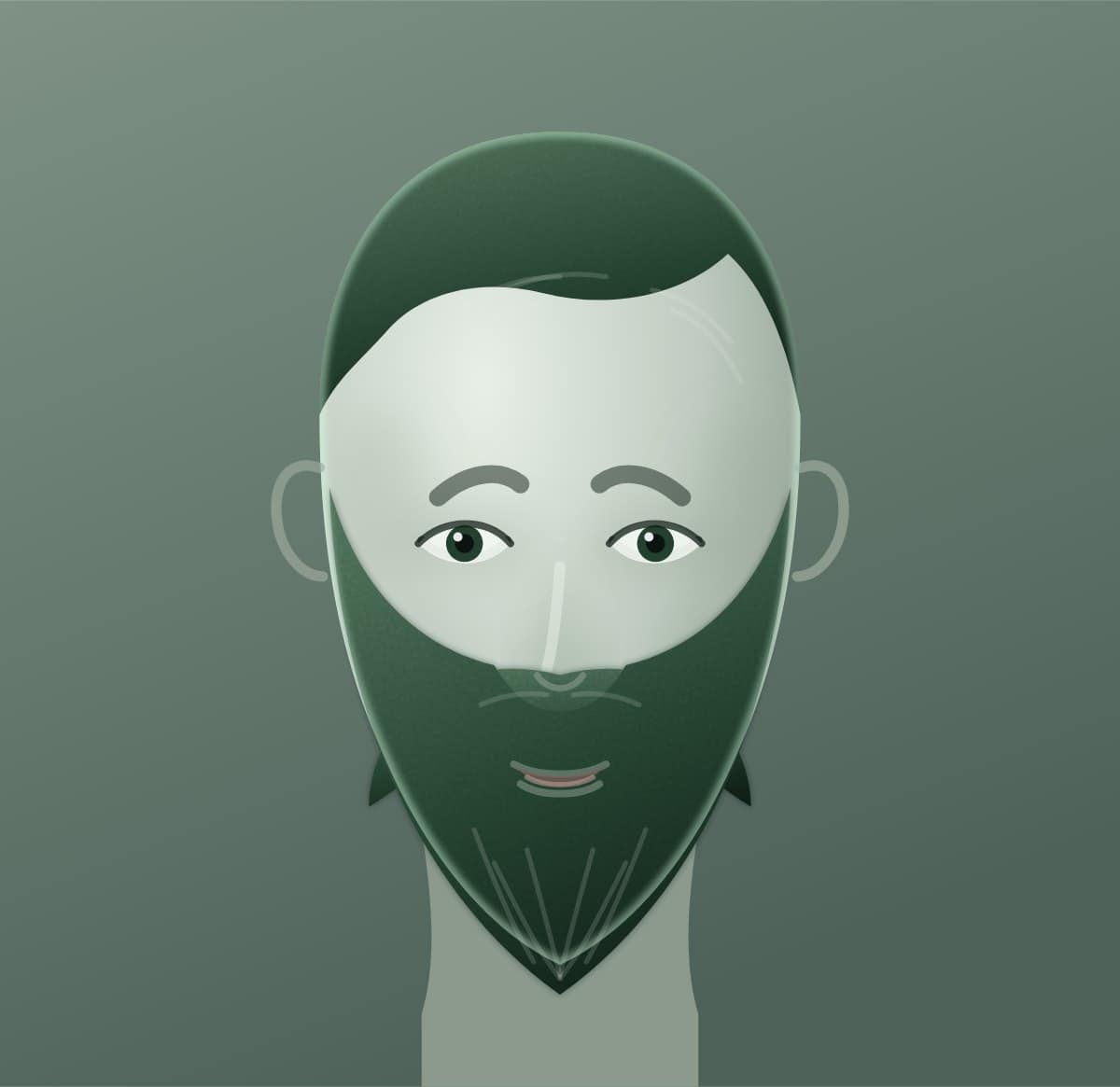 Diagram of a beardstache shown on a oval face