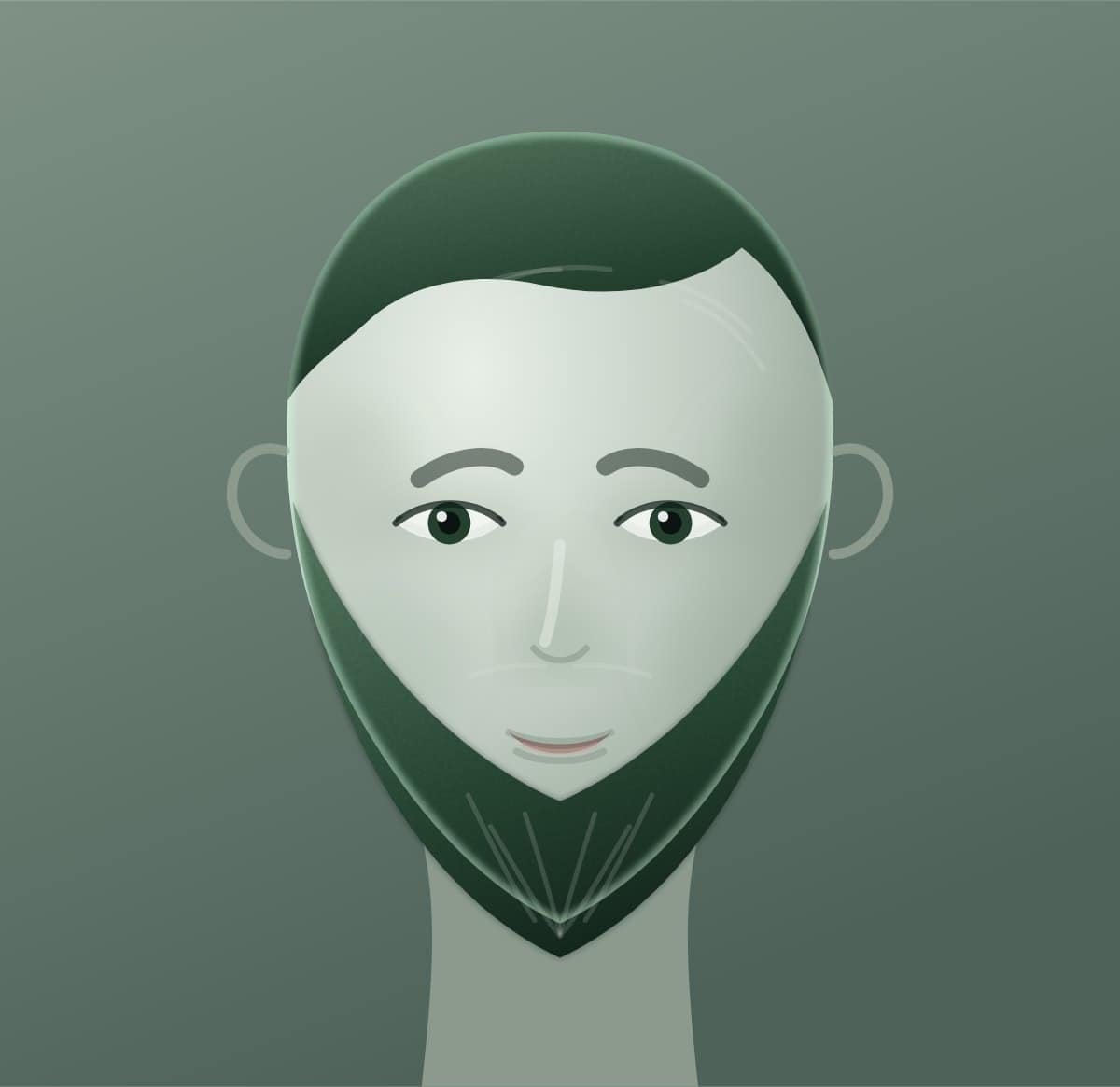 Diagram of a chin curtain shown on a round face
