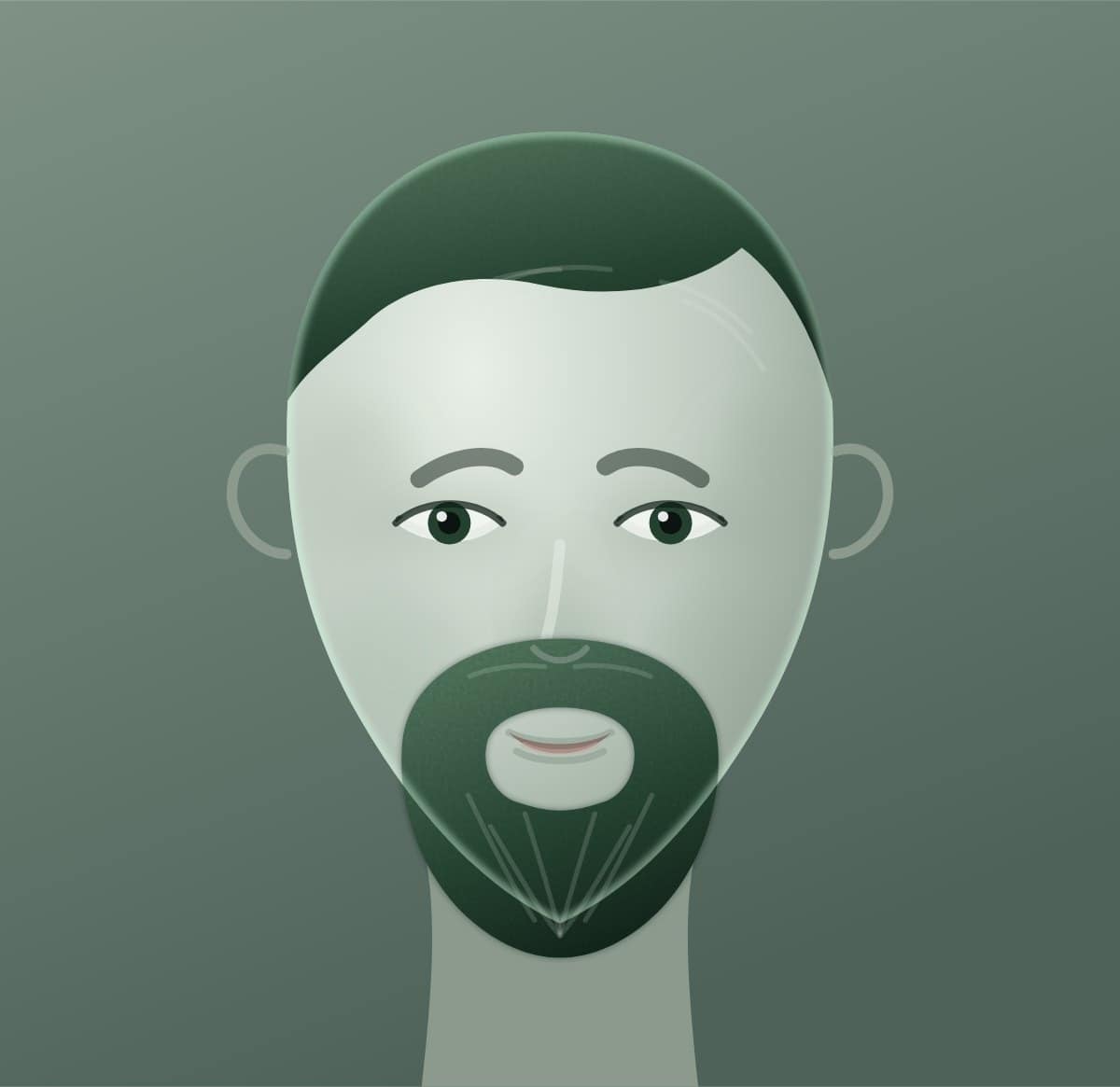 Diagram of a circle beard shown on a round face