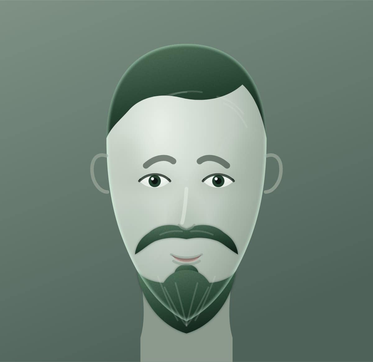 Front diagram of a clean shaven face. No facial hair at all. The daily baseline.