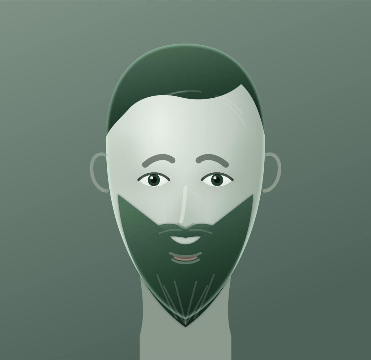 Diagram of a corporate beard shown on a oval face