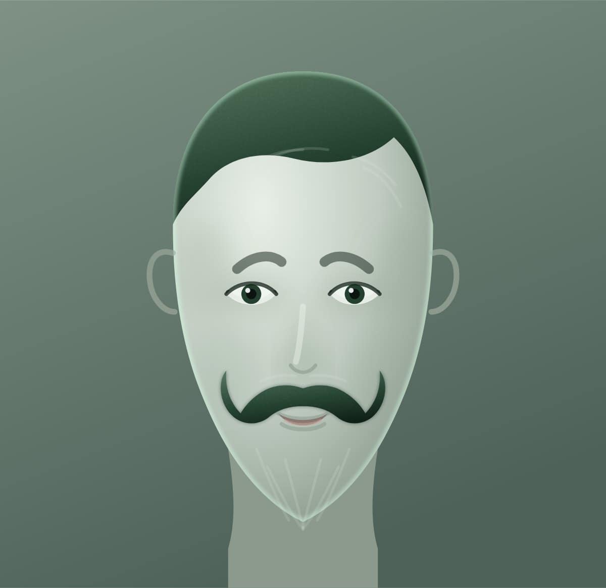 Diagram of a dali moustache shown on a oval face