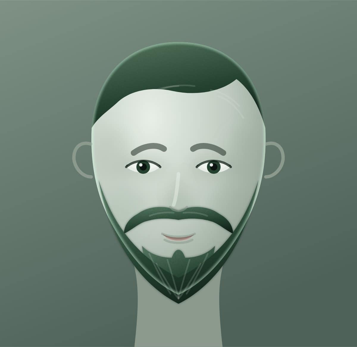 Diagram of a extended goatee shown on a round face