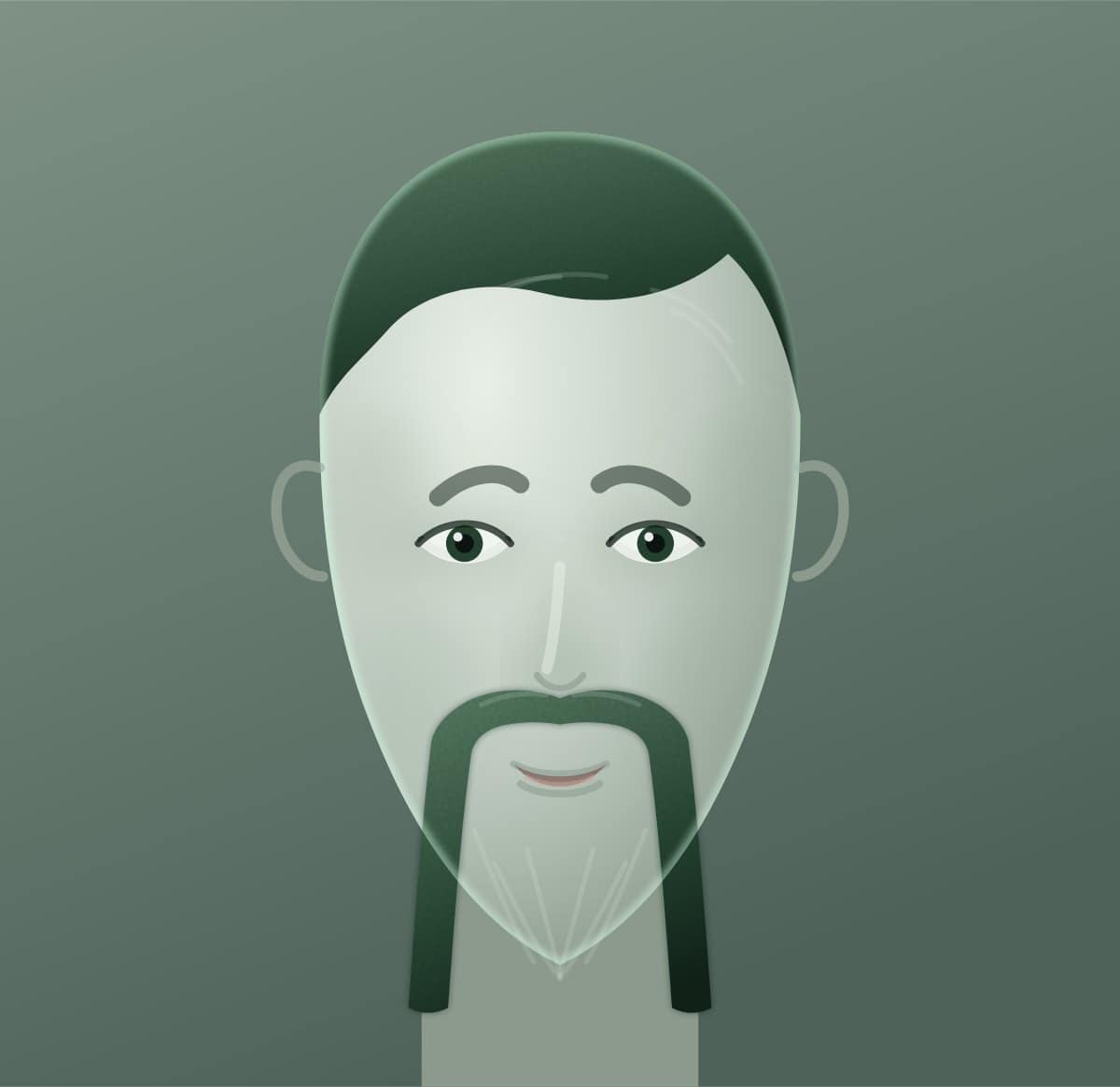 Diagram of a fu manchu shown on a oval face