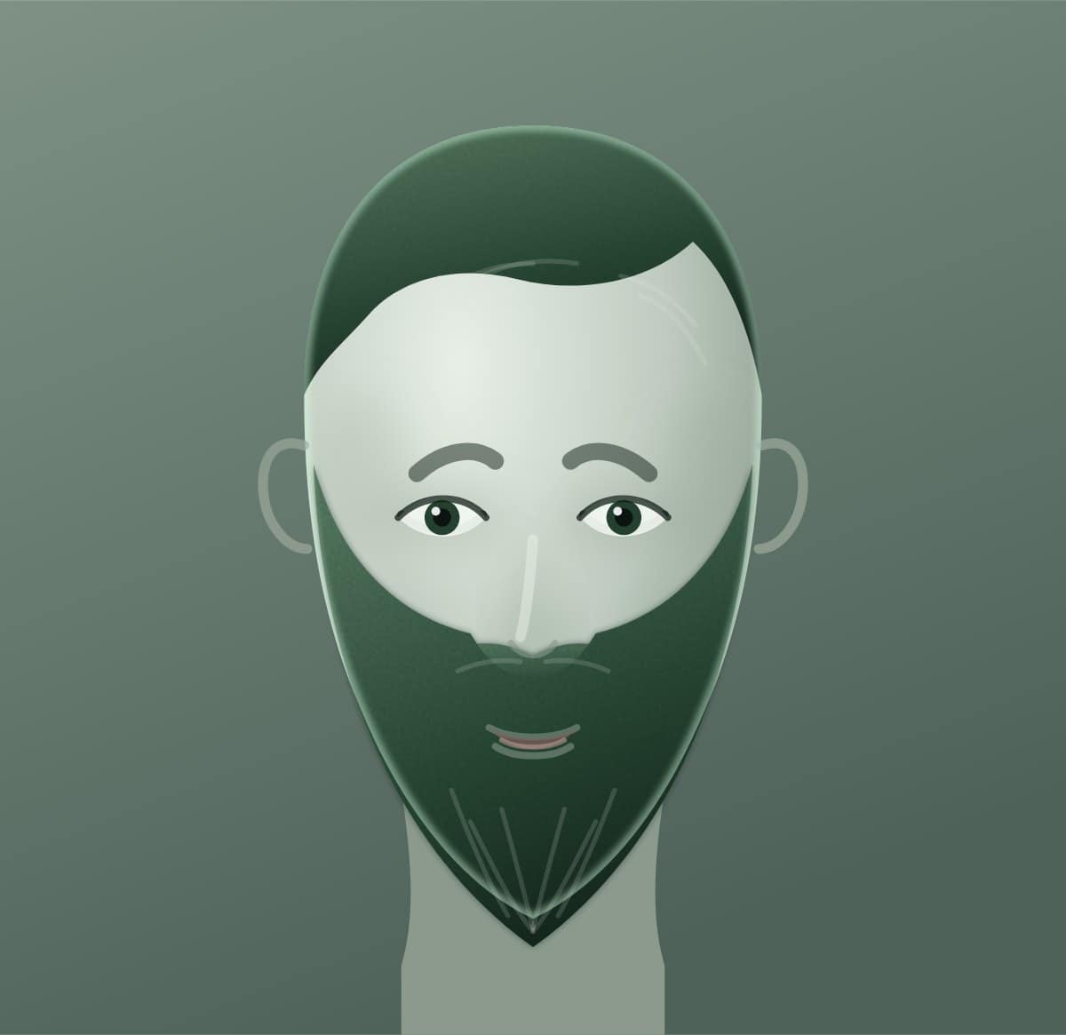Diagram of a full beard shown on a oval face