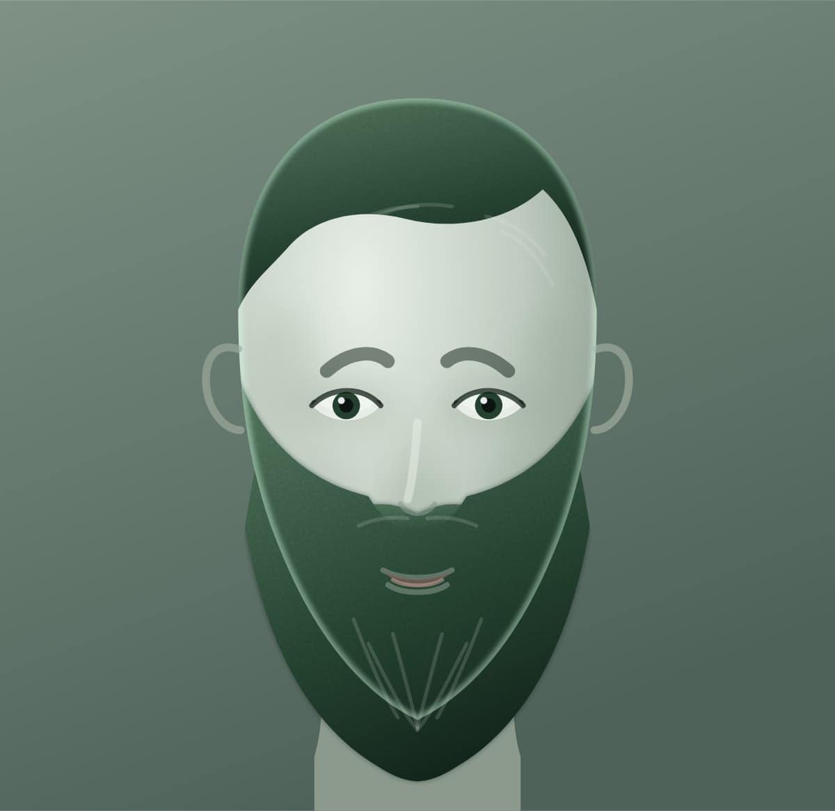 Diagram of a garibaldi beard shown on a oval face