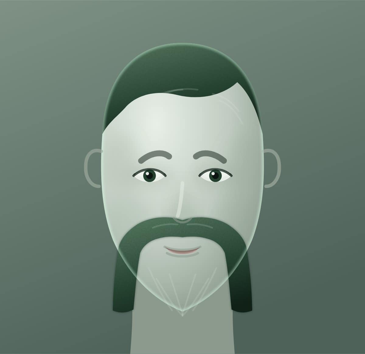 Diagram of a horseshoe moustache shown on a square face