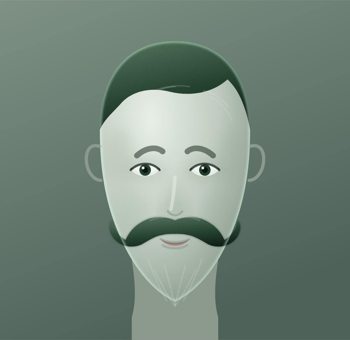 Diagram of a imperial moustache shown on a oval face
