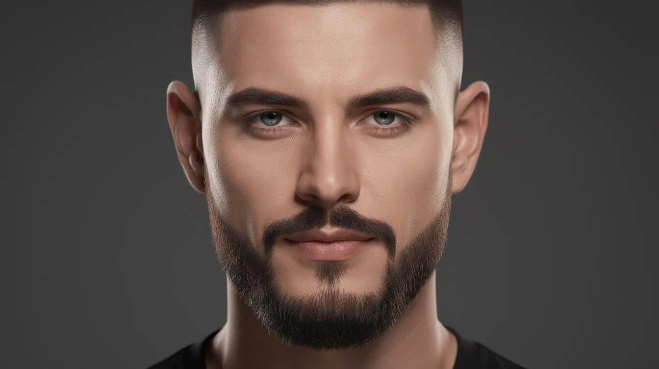 Man with a long face wearing a dark full beard kept full at the sides, adding width rather than length.