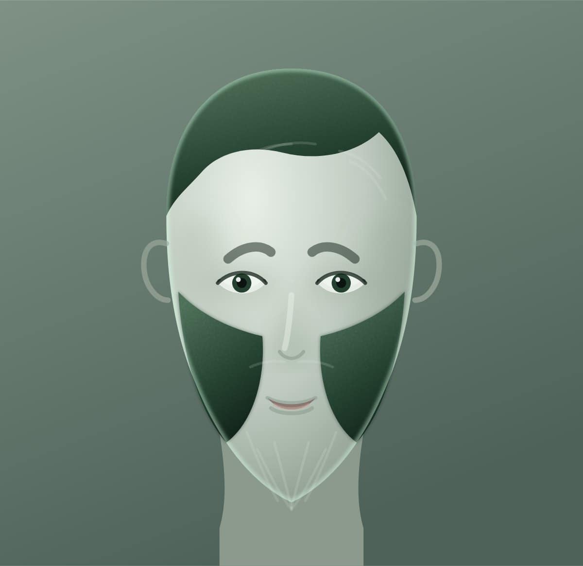 Diagram of a mutton chops shown on a oval face