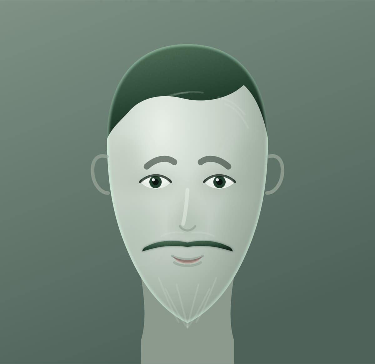Diagram of a pencil moustache shown on a oval face