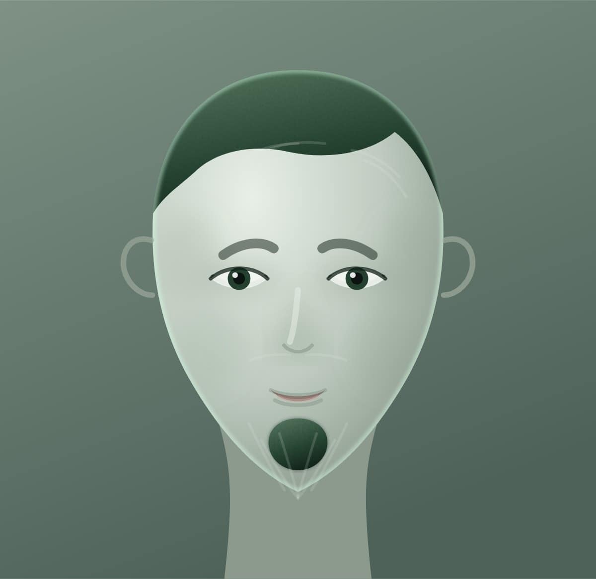 Diagram of a petite goatee shown on a round face