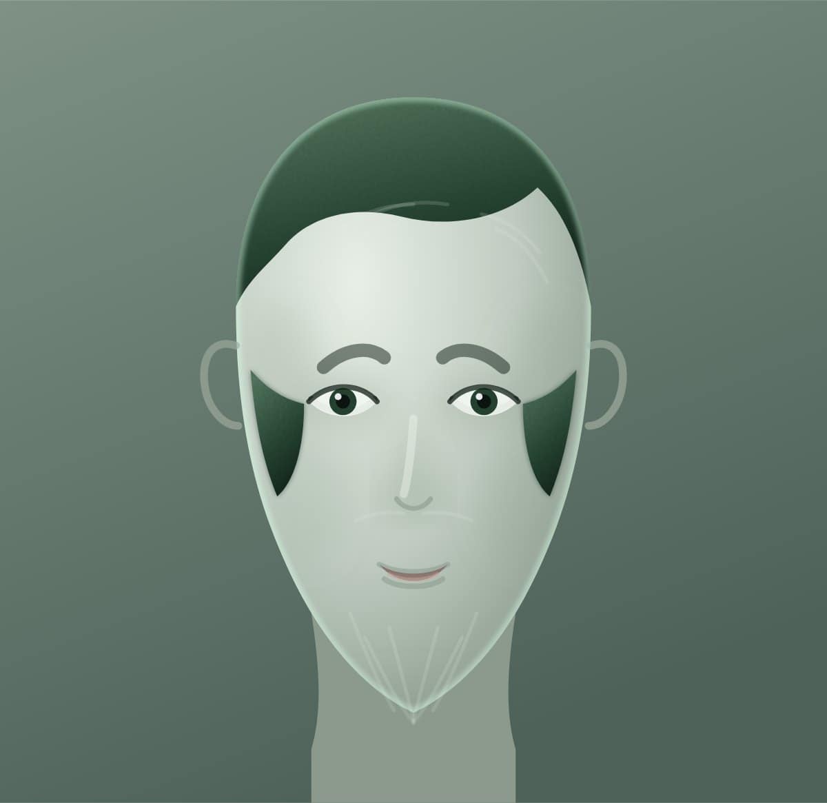 Diagram of a sideburns shown on a oval face