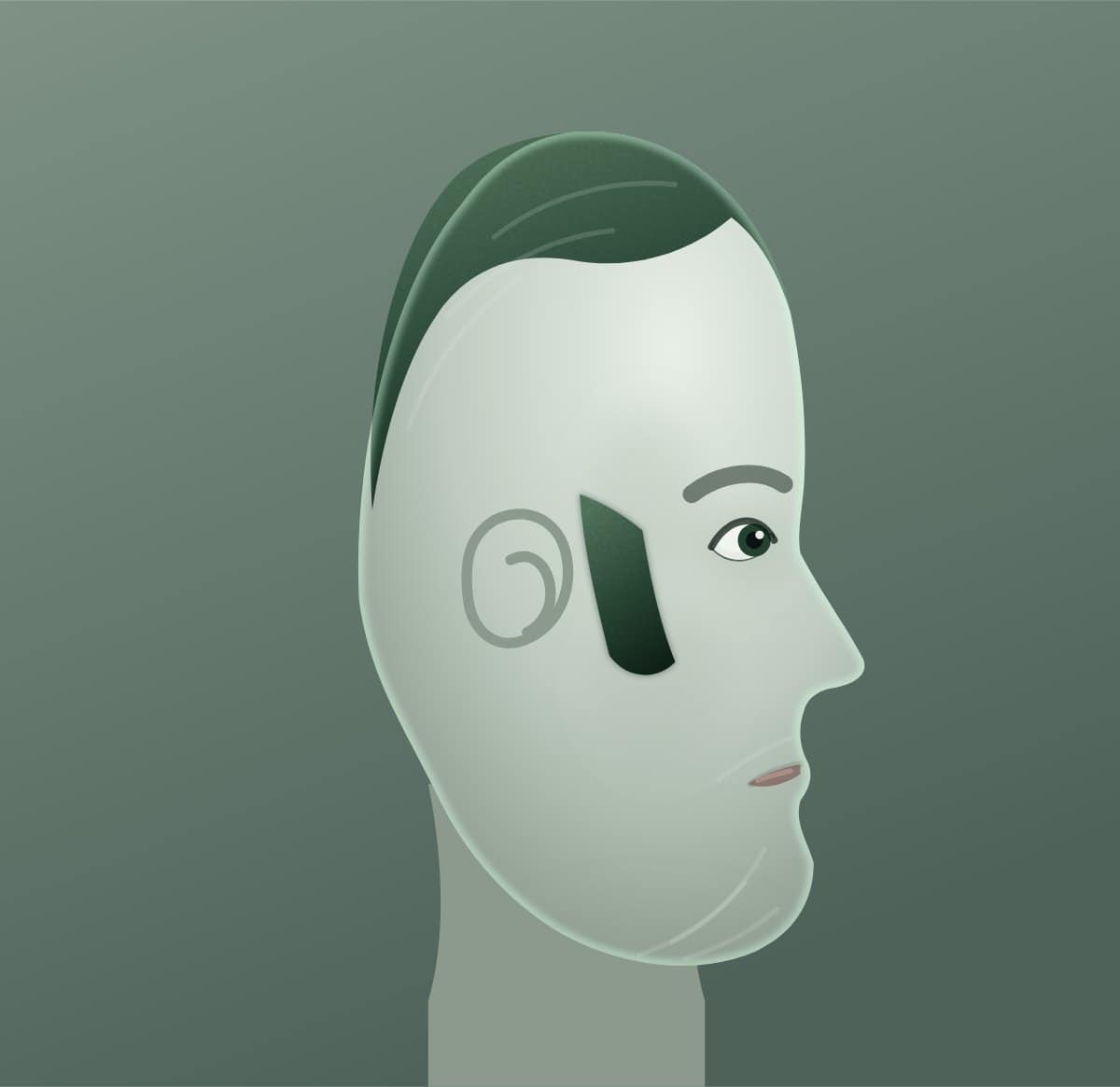 Profile diagram of the sideburns beard style, showing how far it runs back toward the ear.