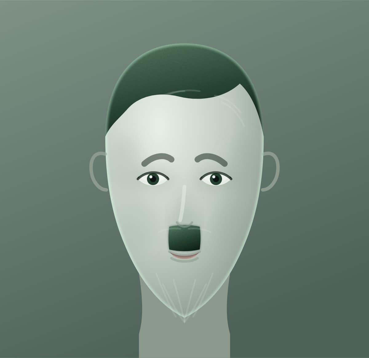 Diagram of a toothbrush moustache shown on a oval face