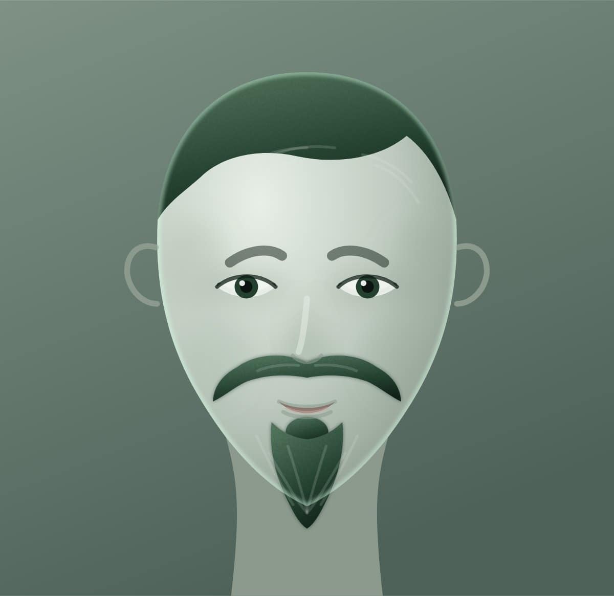 Diagram of a van dyke shown on a round face
