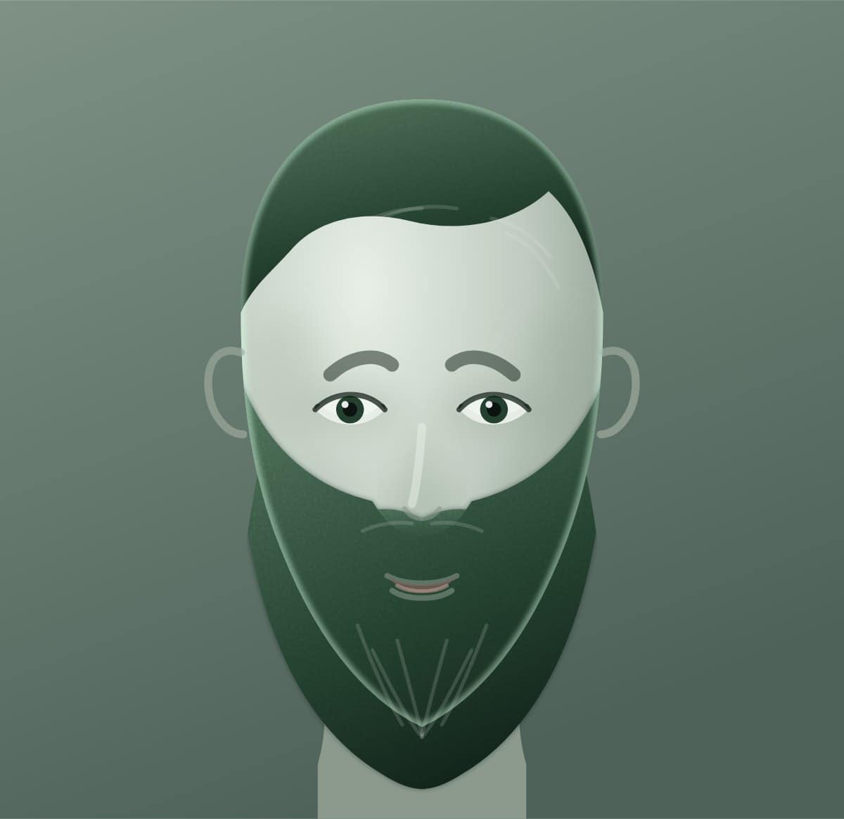 Diagram of a verdi beard shown on a oval face