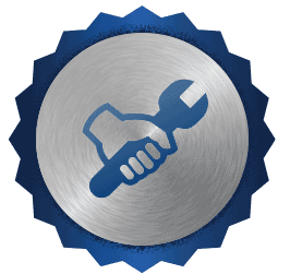 A metallic badge featuring a blue gear-shaped border and a central hand holding a wrench icon, symbolizing Bell Brothers’ trusted service. Highlights include our No Surprise Guarantee, background-checked technicians, transparent upfront pricing, and our outstanding reputation among Northern California communities.