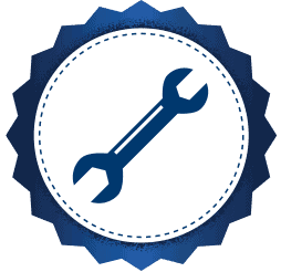 A blue wrench icon is centered within a white circle, surrounded by a dark blue scalloped border. This image represents Bell Brothers’ trusted home service, known across Northern California for our No Surprise Guarantee, background-checked technicians, and clear upfront pricing. Our strong community reputation means you can count on dependable service with no unexpected costs.