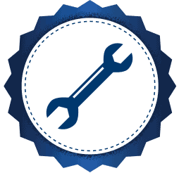 A dark blue wrench icon is centered on a white circle with a blue scalloped border, symbolizing Bell Brothers' trusted service across Northern California. Count on our background-checked technicians, clear upfront pricing, and No Surprise Guarantee—part of the reputation that makes Bell Brothers the name neighbors recommend.