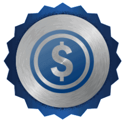 A metallic silver badge featuring a prominent dollar sign at its center, outlined with a blue scalloped edge. This symbol represents Bell Brothers’ trusted No Surprise Guarantee—ensuring transparent, upfront pricing with no hidden fees. Our friendly, background-checked technicians deliver professional service and peace of mind to homeowners throughout Northern California communities.