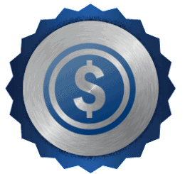 A metallic silver badge featuring a dollar sign at its center is set against a dark blue scalloped background. This image represents Bell Brothers’ trusted service and commitment to our No Surprise Guarantee: every technician is thoroughly background-checked, we offer honest, upfront pricing, and we’re proud of our strong reputation in communities throughout Northern California.