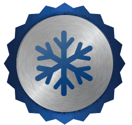 A metallic circular badge featuring a blue snowflake at its center and a dark blue serrated edge, representing Bell Brothers’ trusted HVAC service. Highlighted are our No Surprise Guarantee, background-checked technicians, and upfront pricing—earning the trust of communities throughout Northern California.