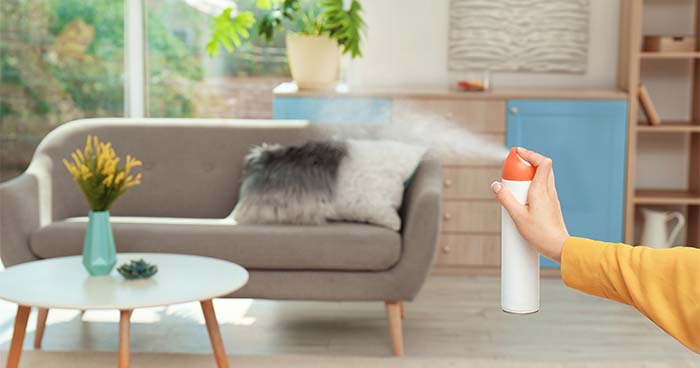 Don't use aerosol sprays, like the one pictured, when dealing with fire season. They can lower your indoor air quality.