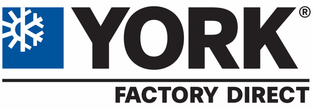 York Factory Direct logo: white snowflake in blue square, "YORK" above "FACTORY DIRECT"—trusted service, no surprises, upfront pricing.