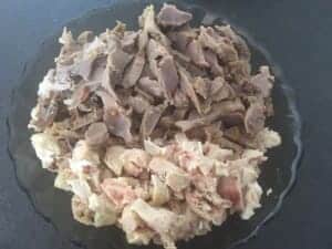 Żołądki i mięso z kurczaka