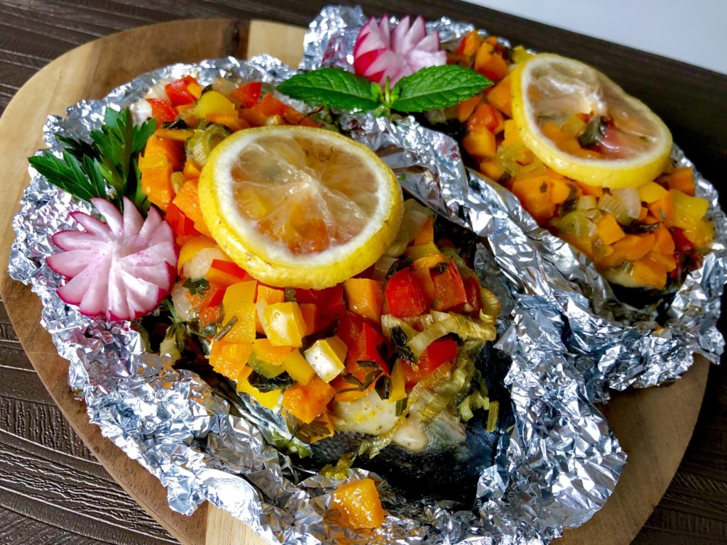 Dorsz pieczony w warzywach