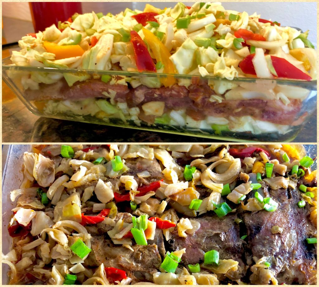 Żeberka pieczone w młodej kapuście