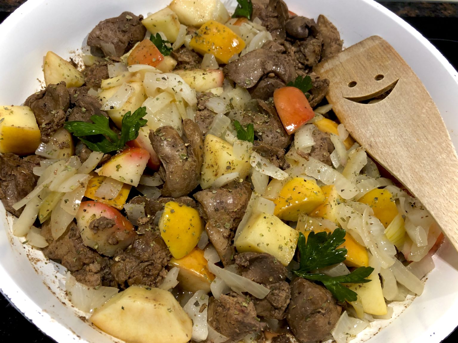 wątróbka z jabłkiem