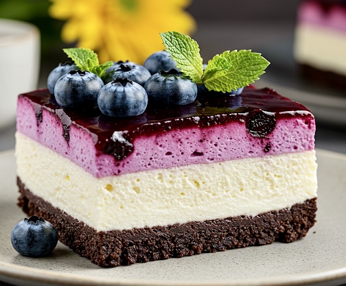 Sernik z białą czekoladą i musem jagodowym – proste ciasto bez pieczenia!