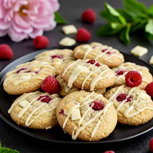 Kruche ciasteczka z malinami i białą czekoladą