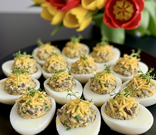 Jajka faszerowane serem i pieczarkami