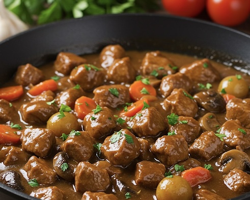 Szynka wieprzowa w winnym sosie pieczeniowym