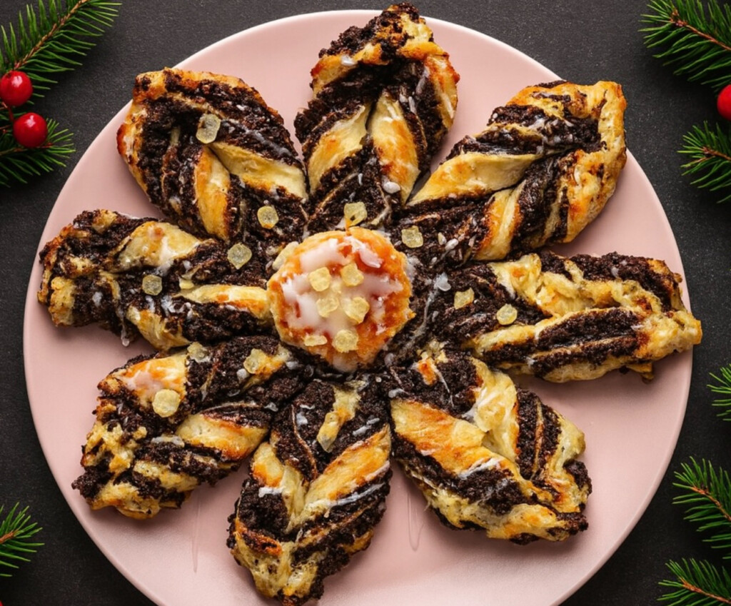 Gwiazda makowa z ciasta francuskiego