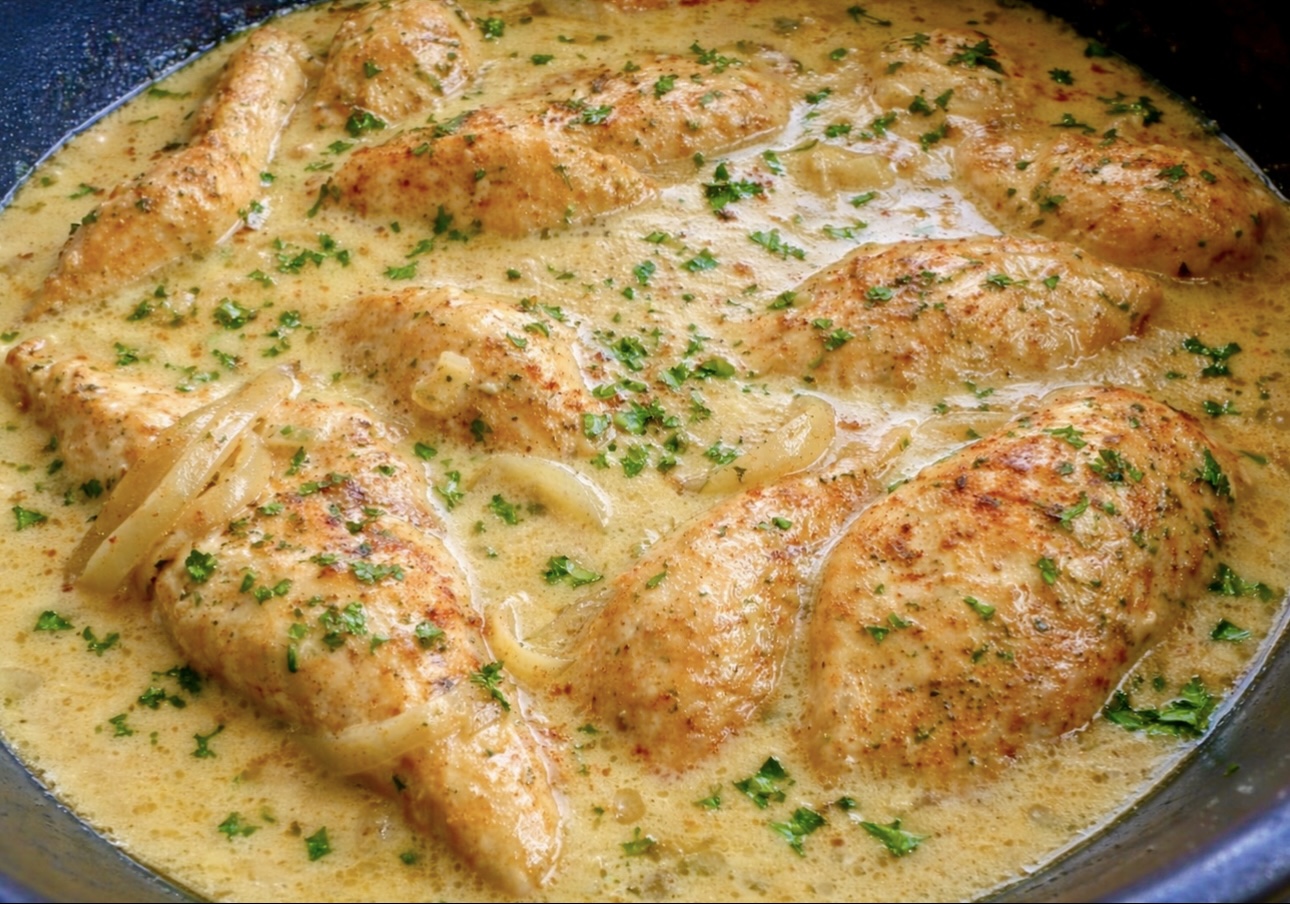 Maślany kurczak w sosie curry z karmelizowaną cebulą - IMG 7433