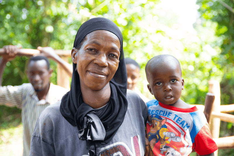 woman holding child