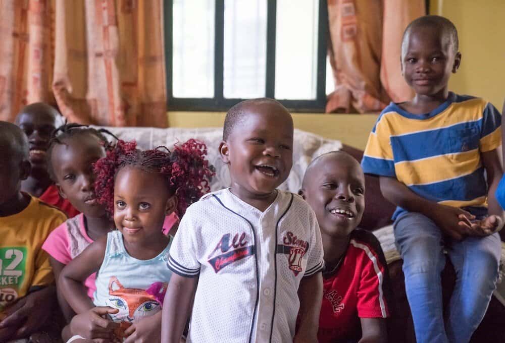 group of children laughing